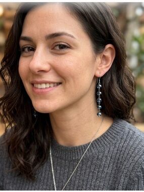 Dark Blue Czech beaded earrings